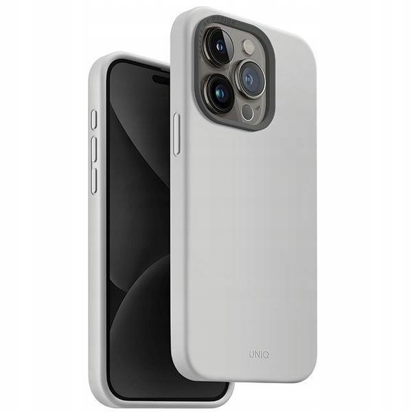 UNIQ LINO HUE LIQUID SILICONE CASE WITH DUAL-LAYER HYBRID PROTECTION FOR 2023 IPHONE 15 PRO | CHALK GREY